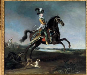 Ridesportræt af Marie Antoinette af Lorraine Habsburg, dronning af Frankrig (1755-1793) Maleri af Louis Auguste Brun (1758-1815)