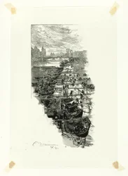 Apple Market, set fra Pont Louis-Philippe, planche syv fra Le Long de la Seine et des Boulevards