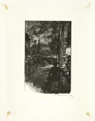 Boulevard Montmartre, aften, planche femten fra Le Long de la Seine et des Boulevards
