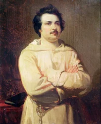 Honore de Balzac (1799-1850) i sin munkekostume, 1829