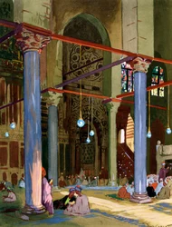 Interiør af al-Muayyad-moskeen, Kairo, Egypten, 1928