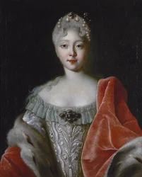 Elisabeth Ire (imperatrice de Russie) - Portræt af storhertuginde Elisabeth Petrovna (1709-1761) af Caravaque, Louis (1684-1754). Olie på lærred, størrelse: 78x63, slutningen af 1720
