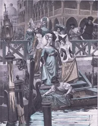 Grønne gæs, illustration fra Decameron af Boccaccio udgivet af Navarre Society 1930