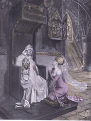 Damen og Friar, illustration fra Decameron fra Boccaccio udgivet af Navarre Society 1930