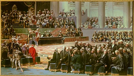 Åbningen af generalstænderne i Versailles den 5. maj 1789. Maleri af Auguste Couder (1789-1873)