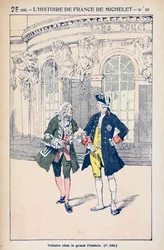Francois Voltaire (1694-1778) med kong Frederik II af Preussen (1712-86) ved Sanssouci nær Potsdam, fra 