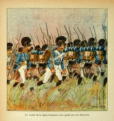 Illustration af Bombled Louis (1862-1927) fra bogen "The Memorial of Saint Helene" af grev Emmanuel de Las Cases (1766-1842): Bavarian Armee integreret med Napoleons Armee, Private Collection