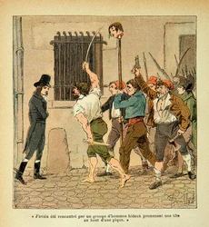 Illustration af Bombled Louis (1862-1927) fra bogen "The Memorial of Saint Helene" af grev Emmanuel de Las Cases (1766-1842): Bonaparte under den franske revolution i konfrontation med folkemængden, Private Collection