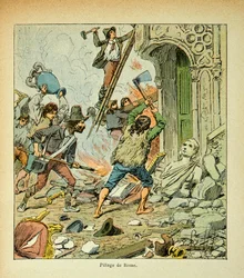 Illustration af Bombled Louis (1862-1927) fra bogen "The Memorial of Saint Helene" af grev Emmanuel de Las Cases (1766-1842): Plyndring af Rom, privat samling