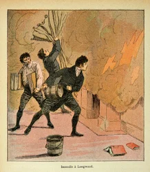 Illustration af Bombled Louis (1862-1927) fra bogen "The memorial se Sainte Helene" af Grev Emmanuel de Las Cases (1766-1842): Fire a Longwood, Private Collection