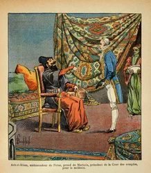 Bombed Louis (1862-1927) af Francois Barbe-Marbois, den persiske ambassadør, Asker - Khan, på besøg i Paris (Beard Marbois) (1745-1837), præsident