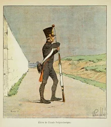 Illustration af den bombede Louis (1862-1927) fra bogen "The Memorial of Saint Helene" af grev Emmanuel de Las Cases (1766-1842): Elev af den polytekniske skole, privat samling