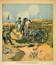 Illustration af den bombede Louis (1862-1927) fra bogen "The Memorial of Saint Helene" af grev Emmanuel de Las Cases (1766-1842): Napoleon Bonaparte ved sædet i Toulon i 1793, privat samling