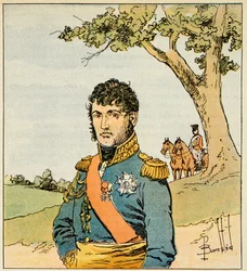Illustration af den bombede Louis (1862-1927) fra bogen "The Memorial of Saint Helene" af grev Emmanuel de Las Cases (1766-1842): Portræt af marechal Jean de Dieu Soult (1769-1851), hertug af Dalmatien, menig Kollektion