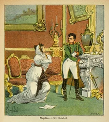 Illustration af den bombede Louis (1862-1927) fra bogen "The Memorial of St. Helene" af Grev Emmanuel de Las Cases (1766-1842): Kejser Napoleons Clemence over for prinsessen af Hatzfeld, som beder om sin mands nåde , Privat Samling