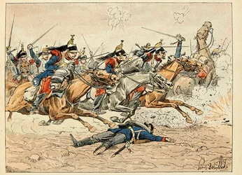 Illustration hentet fra bogen "Les heros du Siecle", anekdotiske oplæsninger af Dick de Lonlay og illustreret af Louis Bombled (1862-1927)