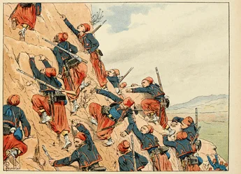 Illustration hentet fra bogen "Les heros du Siecle", anekdotiske oplæsninger af Dick de Lonlay og illustreret af Louis Bombled (1862-1927)