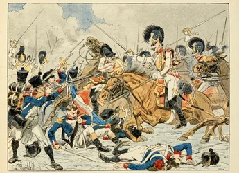 Illustration hentet fra bogen "Les heros du Siecle", anekdotiske oplæsninger af Dick de Lonlay og illustreret af Louis Bombled (1862-1927)