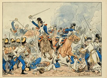Illustration taget fra bogen "Århundredes helte", anekdotiske oplæsninger af Dick de Lonlay og illustreret af Louis Bombled (1862-1927)
