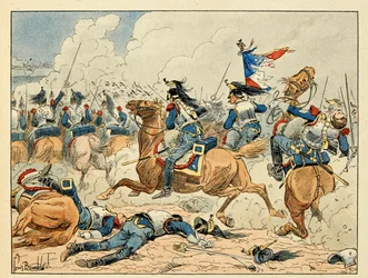 Illustration hentet fra bogen "Århundredes helte", anekdotiske oplæsninger af Dick de Lonlay og illustreret af Louis Bombled (1862-1927)
