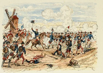 Illustration fra bogen "The heros of the century", anekdotiske fortællinger af Dick de Lonlay og illustreret af Louis Bombled (1862-1927)