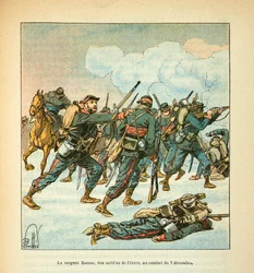 Armee of the Loire af Eugene Sergeant, kendt som Grenest, illustreret af Louis Bombled (1862-1927) (Den fransk-tyske krig; felttoget i 1870-1871): Sergent Ramus fra Isere-mobilen i slaget den 7. december