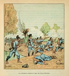 The Army of the Loire af Eugene Sergent, kendt som Grenest, illustreret af Louis Bombled (1862-1927) (fransk-tyske krig; kampagne 1870 -1871): Slaget ved Chateaudun i oktober
