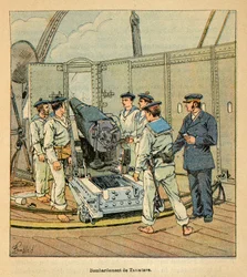 Krigen i Madagaskar - en anekdotisk historie om de franske ekspeditioner i 1885-1895 af Henri Galli dit Galllichet (1854-1922), illustreret af Louis Bombled (1862-1927): Den franske flådes bombardement af Tamatave, privatsamling