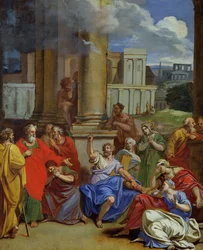 Profeten Agabus forudsiger St. Pauls lidelse i Jerusalem (olie og pastel på papir)