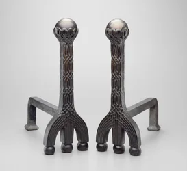 Par andirons, ca. 1892/1902 (bronze med favrile glas)