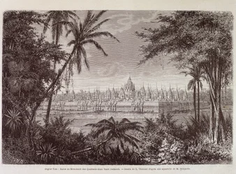 Udsigt over Angkor Thom omkring 1870 - i "" Voyage au Cambodia"" af Louis Delaporte, Paris