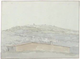 Udsigt på Montefusco Udsigt over Montefusco (titel på objekt) Rejser i Italien, Sicilien og Malta - 1778 (serietitel)