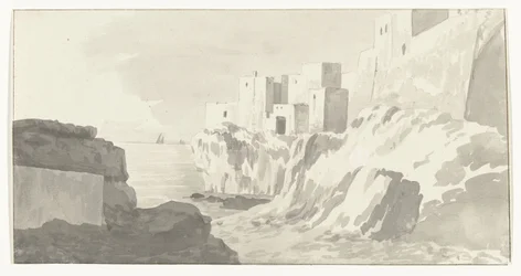 Udsigt over Polignano Udsigt over byen Polignano (titel på objekt) Rejser i Italien, Sicilien og Malta - 1778 (serietitel)