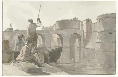 Ny vestingsgracht van de vestingwerken i Taranto Udsigt over den nye voldgrav i Citadel of Taranto (titel på objektet) Rejser i Italien, Sicilien og Malta - 1778 (serietitel)