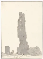 Ruïne af toren langs den store vej mellem Terracina og Fondi Torre delle sette facciate på hovedvejen mellem Terracina og Fondi (titel på objekt) Rejser i Italien, Sicilien og Malta - 1778 (serietitel)