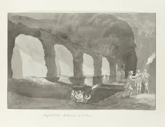 Underjordisk van het amfiteater fra Catanië Amfiteater i Catania (titel på objekt) Rejser i Italien, Sicilien og Malta - 1778 (serietitel)