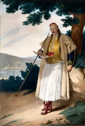 En græsk gartner eller husmand - Plade X, graveret af Lemercier fra "Voyage à Athènes et a à Constantinopel", skrevet og illustreret af Dupre, 1828