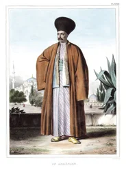 En armener. i "" Rejsen til Athen og Konstantinopel, eller samling af græske og osmanniske portrætter, udsigter og dragter, malet på steder efter naturen, litografier og farver af Louis Dupre (1789-1837), Davids elev.1825.