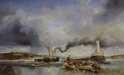 Udsigt over havnen i Boulogne fra havet, 1843