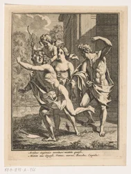 En ung mand flygter fra Bacchus, Venus og Amor