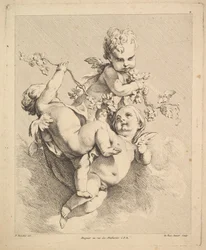 Tre amoriner leger med vinranker.