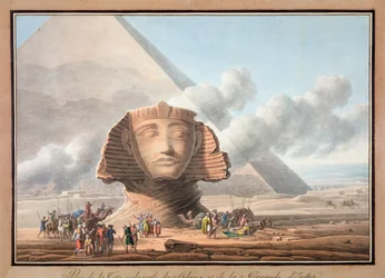 Udsigt til Sfinksens hoved og Khefren-pyramiden, Giza, Egypten, ca. 1790