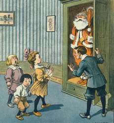 Julemanden opdaget i skabet, 20. århundrede (print)