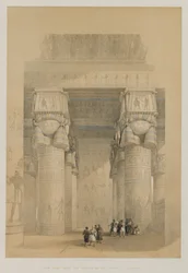Egypten og Nubien, bind II: Udsigt fra under portikken af Dendera-templet