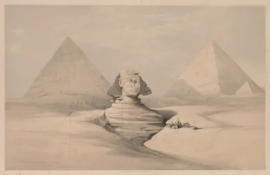 Egypten og Nubien: bind I - nr. 18, Den store sfinks, Pyramiderne i Gizeh, set forfra