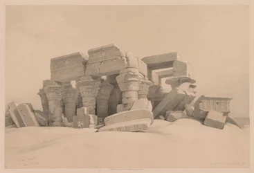 Egypten og Nubien: Bind I - nr. 1, nr. 2, Rester af portikoen af Kom Ombo-templet, 1838.