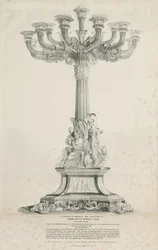 Ilam Hall - Kandelaber: litografi, 1832