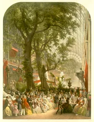 Krystalpaladsets tværskib, 1851 (farvet litho)
