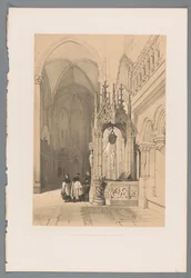 Vandfald i af Dom van Regensburg Den hellige brønd i katedralen i Regensburg (titel på objektet)