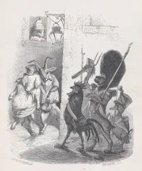 Mere end én gang, mens han forlod maskebolden, blev Mr. de *** arresteret af patruljen... ca. 1837-47.